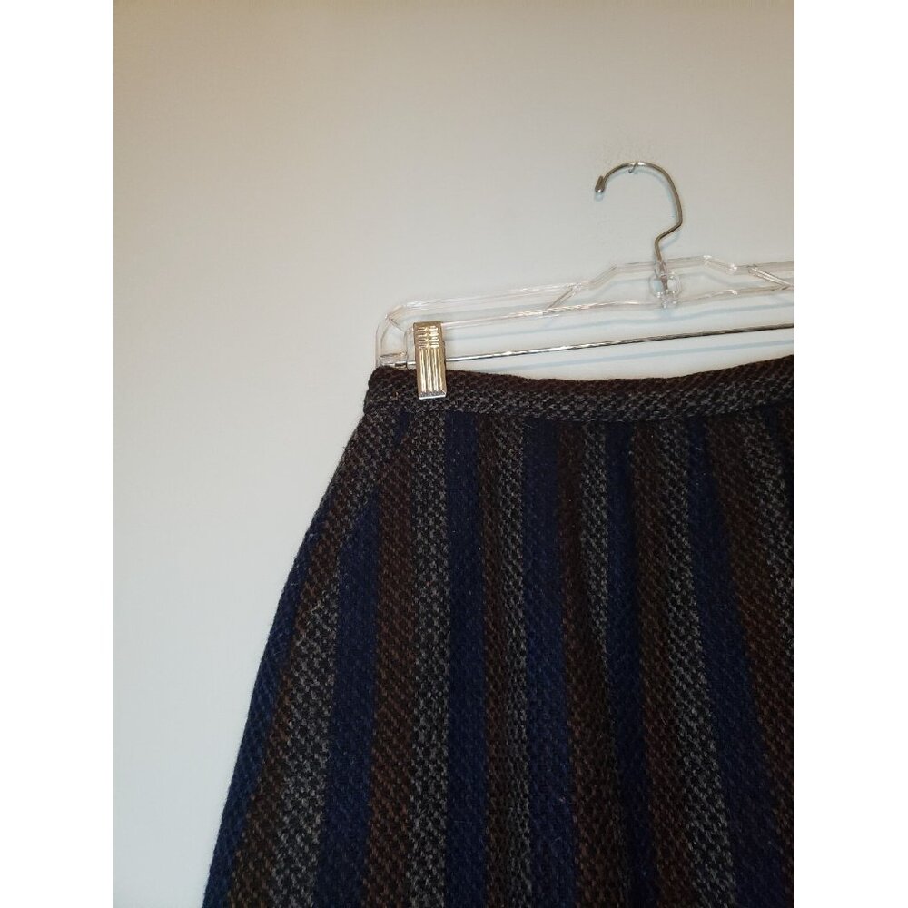 VTG Ms Behave Womens 10 Skirt Midi Length 100% Wool Lined Stripe Dark Academia - Picture 4 of 7